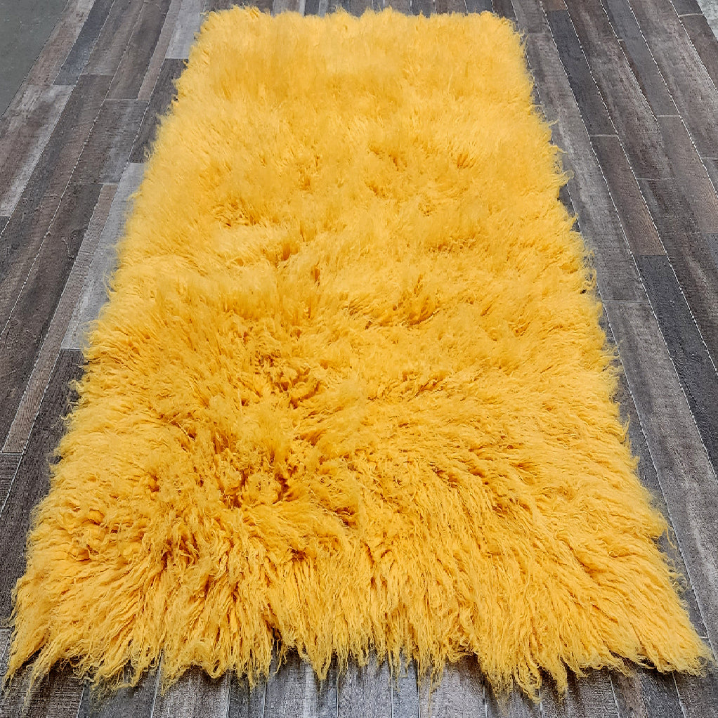 SUPER THICK 3X5 GOLD FLOKATI RUG | THICK 3000gsm WEIGHT | LONG 3.5