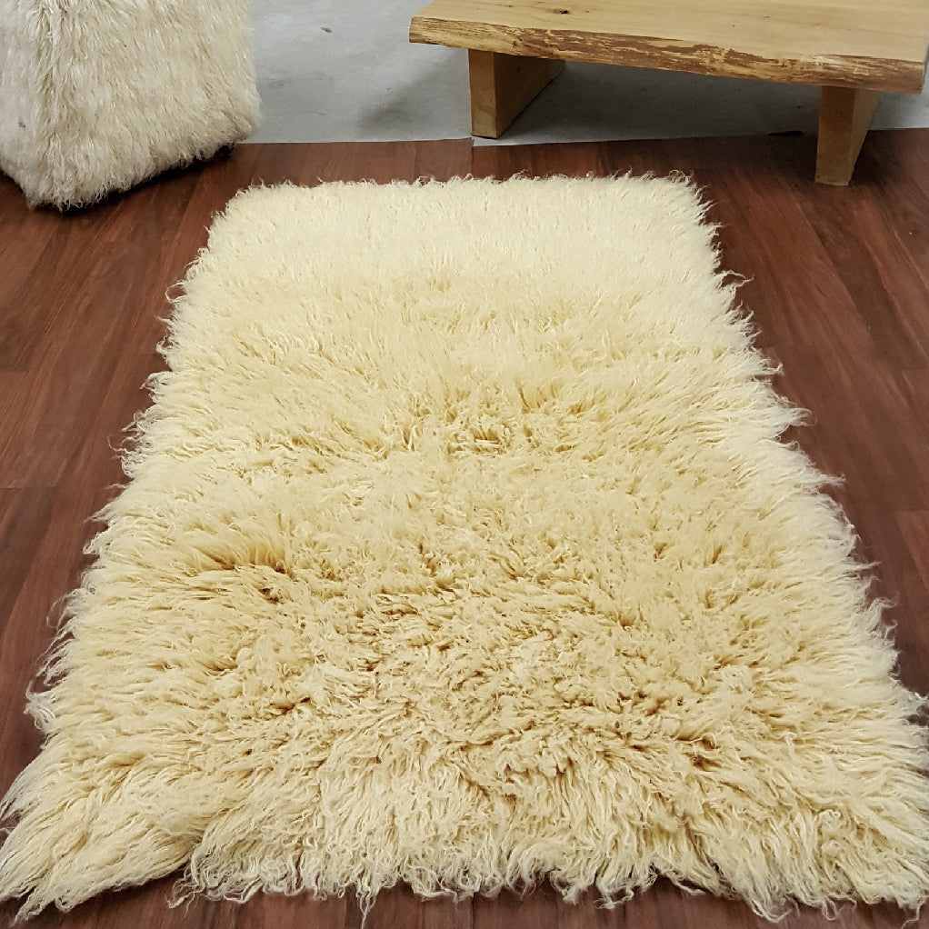 SUPER THICK 3X5 YELLOW FLOKATI RUG | THICK 3000gsm WEIGHT | LONG 3.5