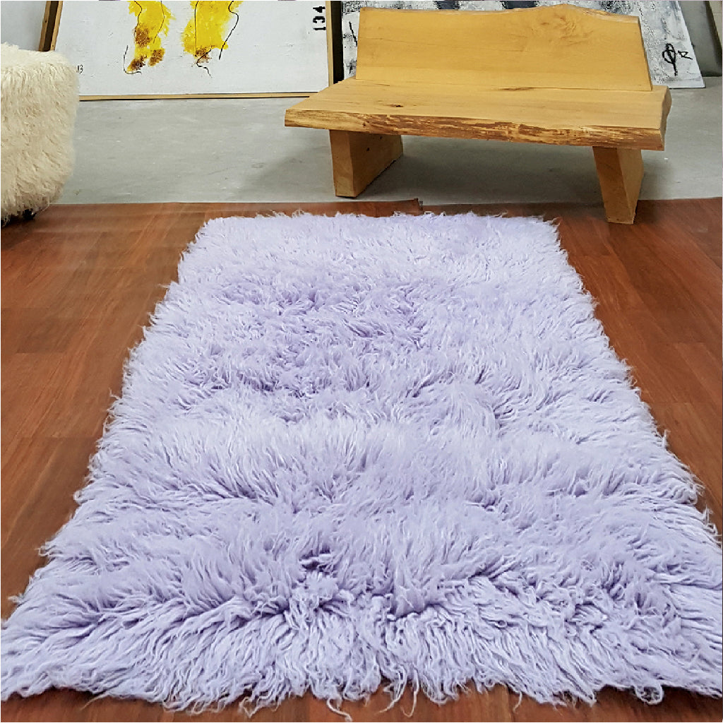 SUPER PLUSH 3X5 LAVENDER FLOKATI RUG | THICK 3000gsm WEIGHT | LONG 3.5