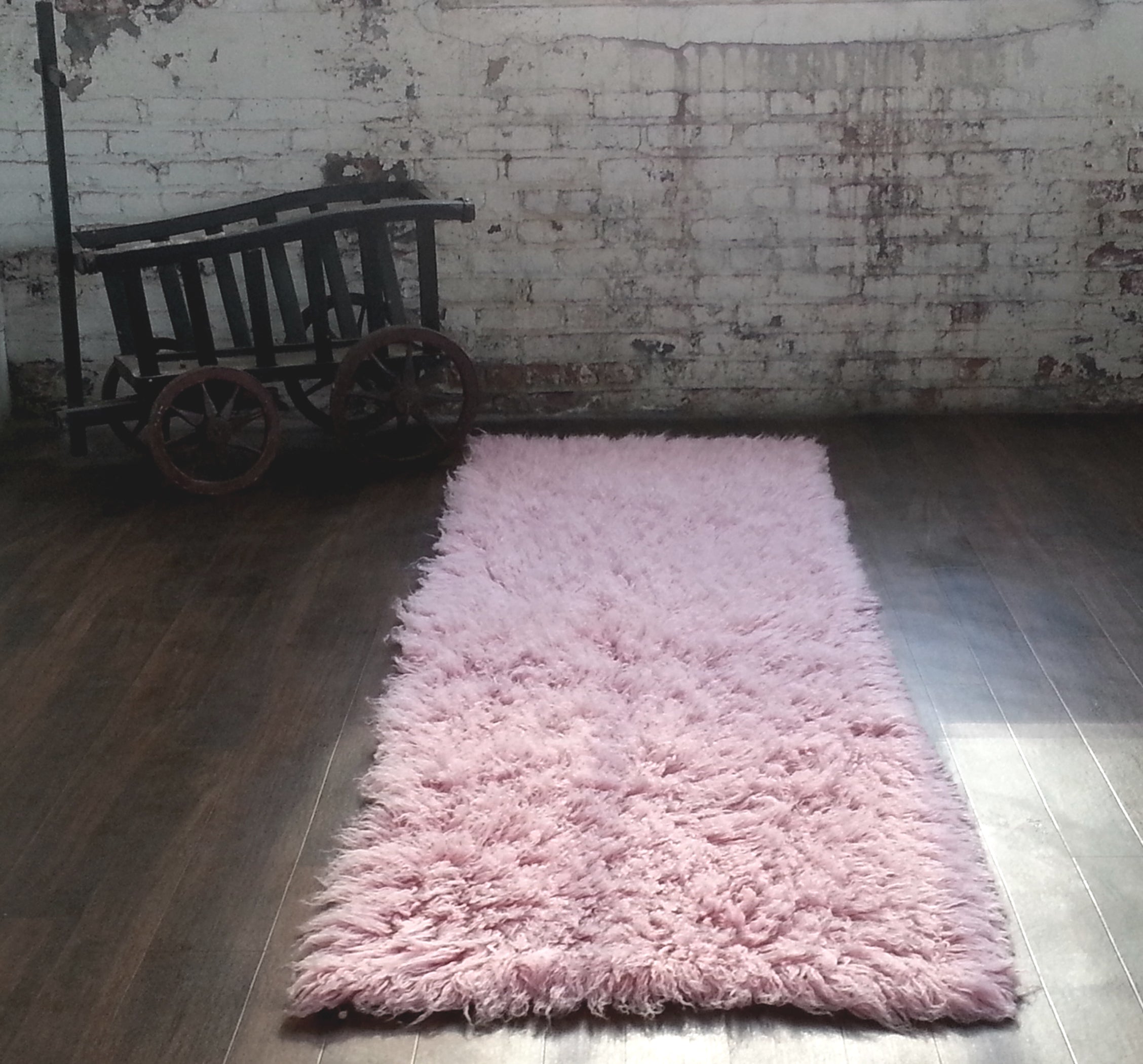 SUPER THICK 4x6 PASTEL PINK FLOKATI RUG | LONG 3.5