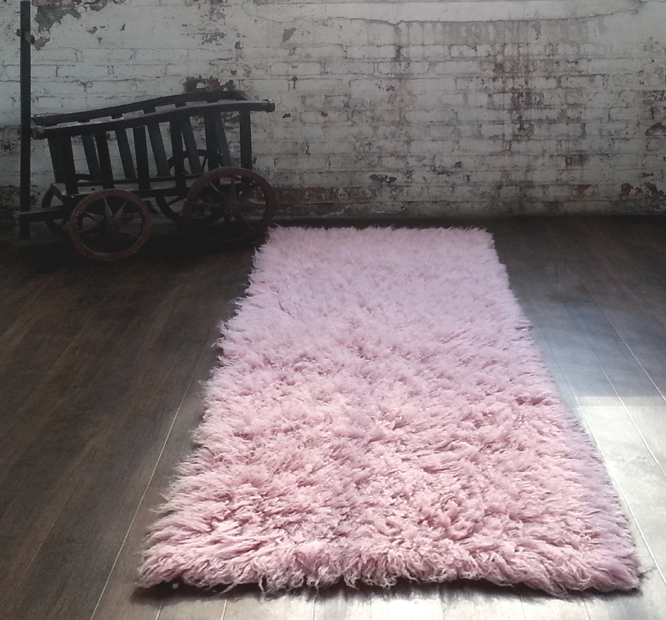 SUPER THICK 4x6 PASTEL PINK FLOKATI RUG | LONG 3.5