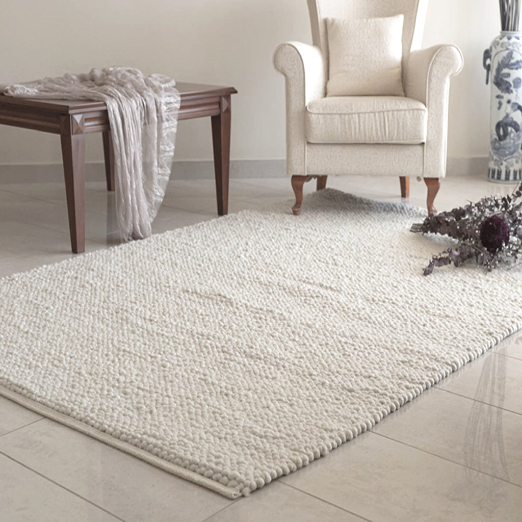 STYLISH KNOTTED WOOL AREA RUG | FLAT WEAVE | 100% ORGANIC WOOL