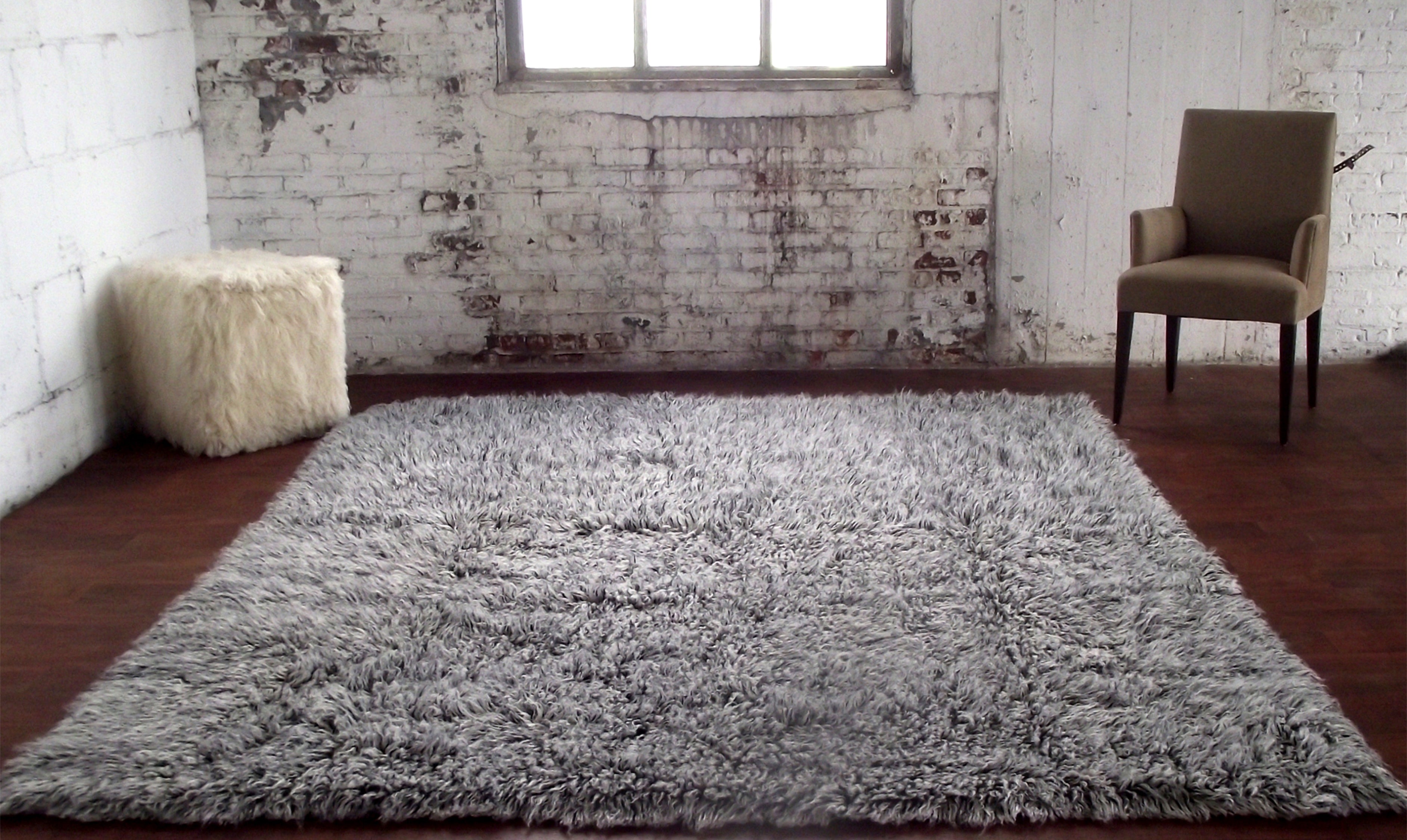 STUNNING 6x9 SALT+PEPPER FLOKATI RUG | THICK 3.5