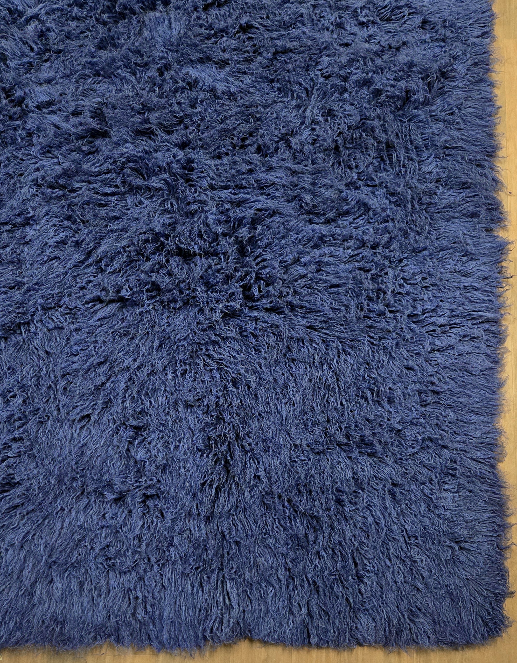 BEAUTIFUL ROYAL BLUE FLOKATI RUG | THICK 3.5