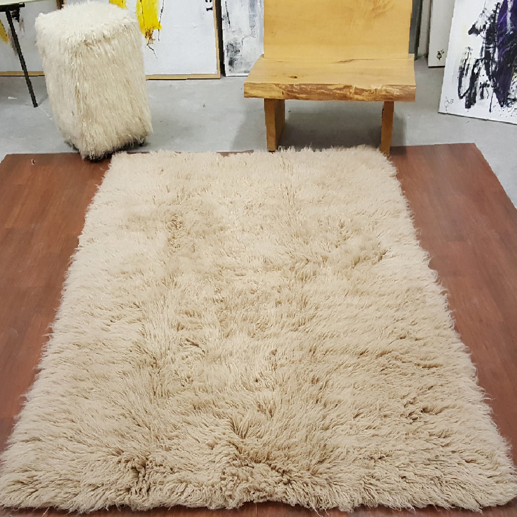SUPER THICK 3X5 TAN FLOKATI RUG | THICK 3000gsm WEIGHT | LONG 3.5