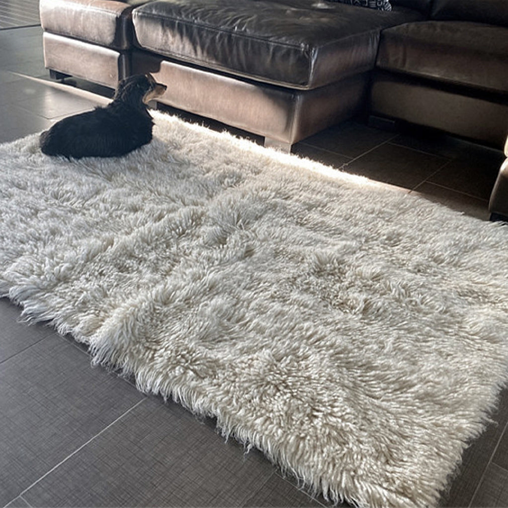 SUPER THICK 3X5 SHORT HAIR FLOKATI RUG | THICK 3000gsm WEIGHT | IVORY WHITE