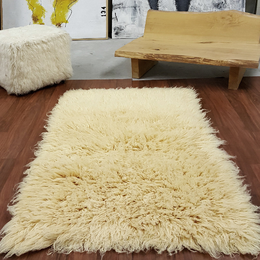 SUPER THICK 5X7 MUSTARD FLOKATI RUG | THICK 3000gsm WEIGHT | LONG 3.5 PILE