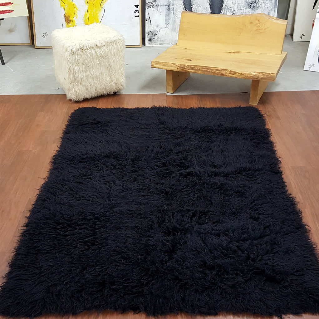 SUPER THICK 3X5 BLACK FLOKATI RUG | THICK 3000gsm WEIGHT | LONG 3.5