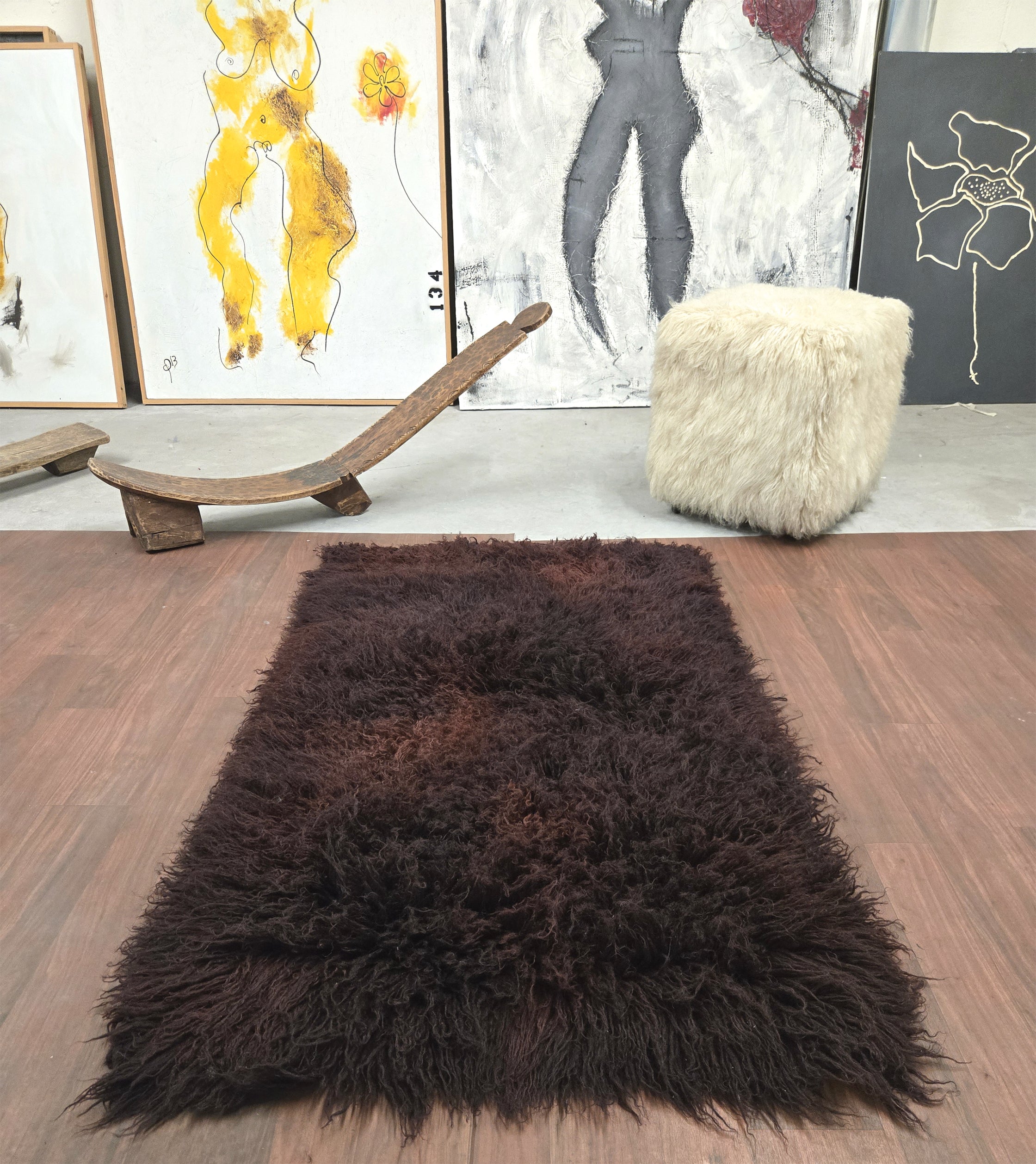 ULTRA-PLUSH DEEP RED SWIRLED FLOKATI RUG |  THICK 4