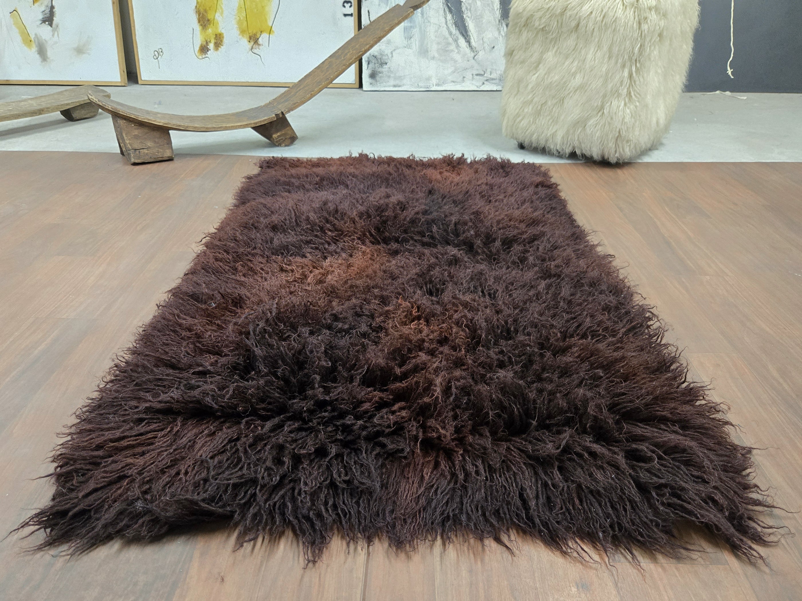 ULTRA-PLUSH DEEP RED SWIRLED FLOKATI RUG |  THICK 4