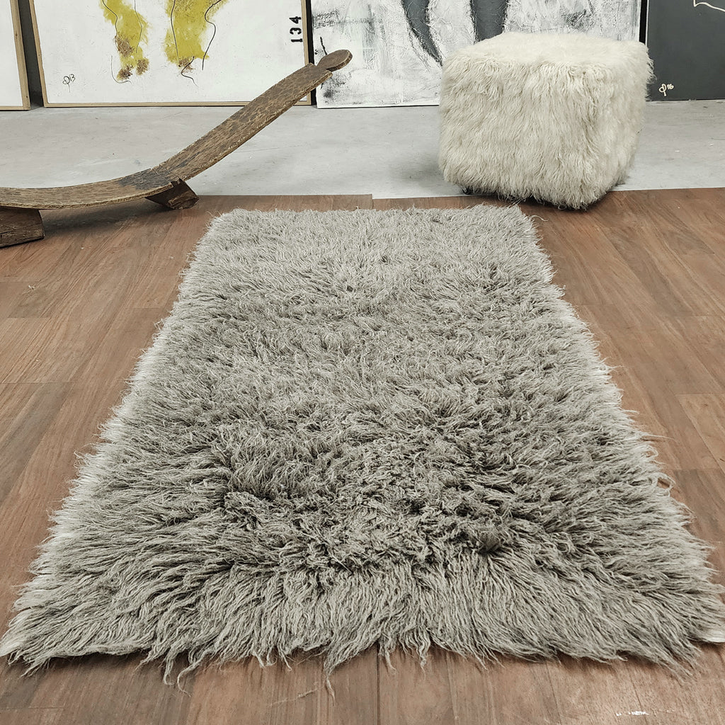 STYLISH 3X5 NATURAL GRAY FLOKATI RUG | THICK 3000gsm WEIGHT | LONG 3.5