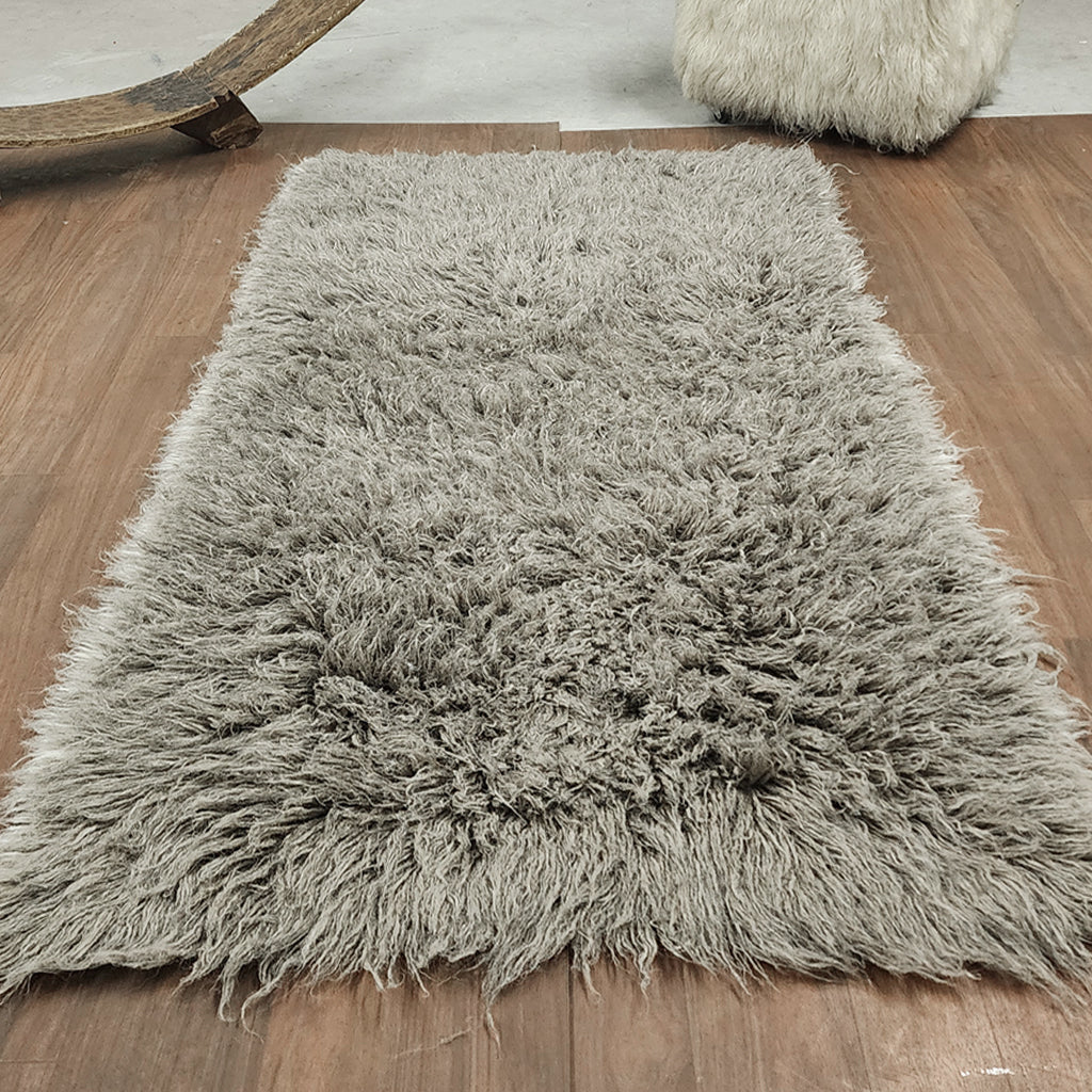 STYLISH 3X5 NATURAL GRAY FLOKATI RUG | THICK 3000gsm WEIGHT | LONG 3.5