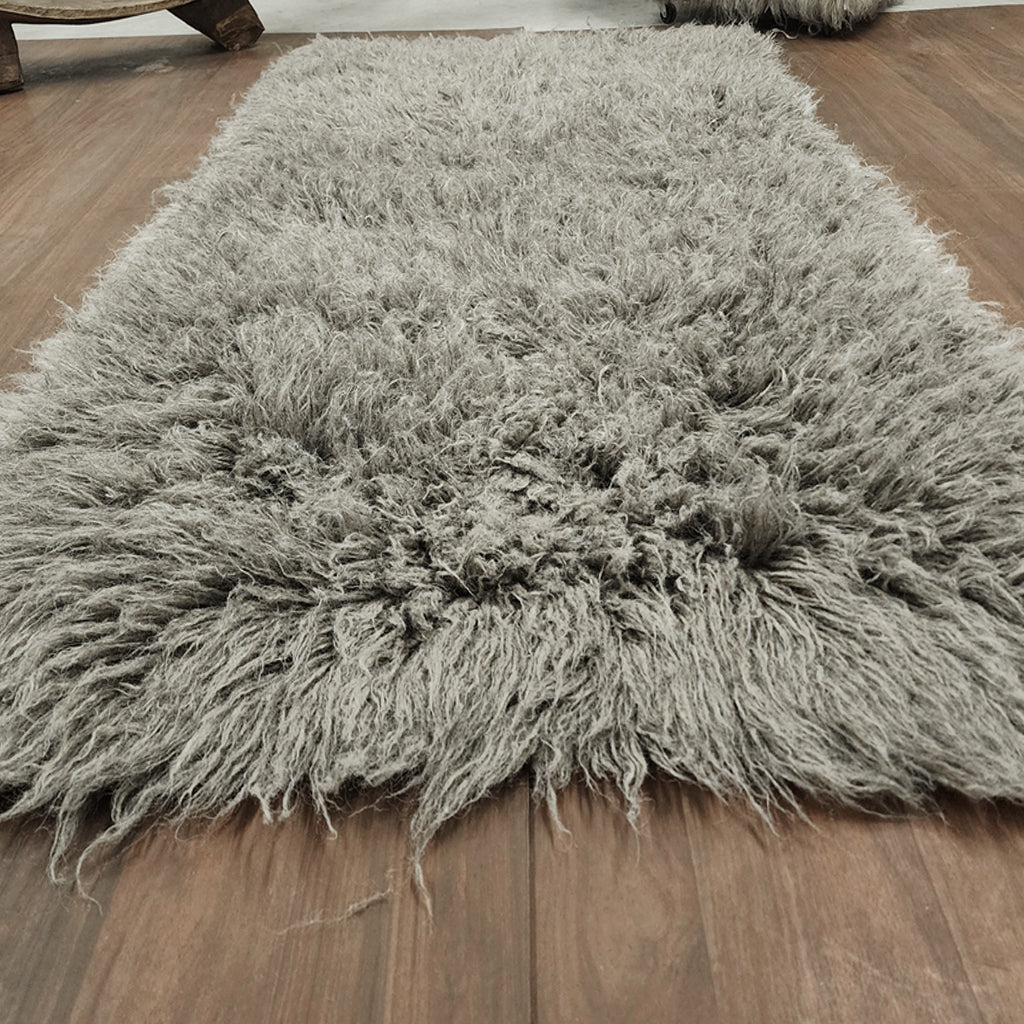 STYLISH 3X5 NATURAL GRAY FLOKATI RUG | THICK 3000gsm WEIGHT | LONG 3.5