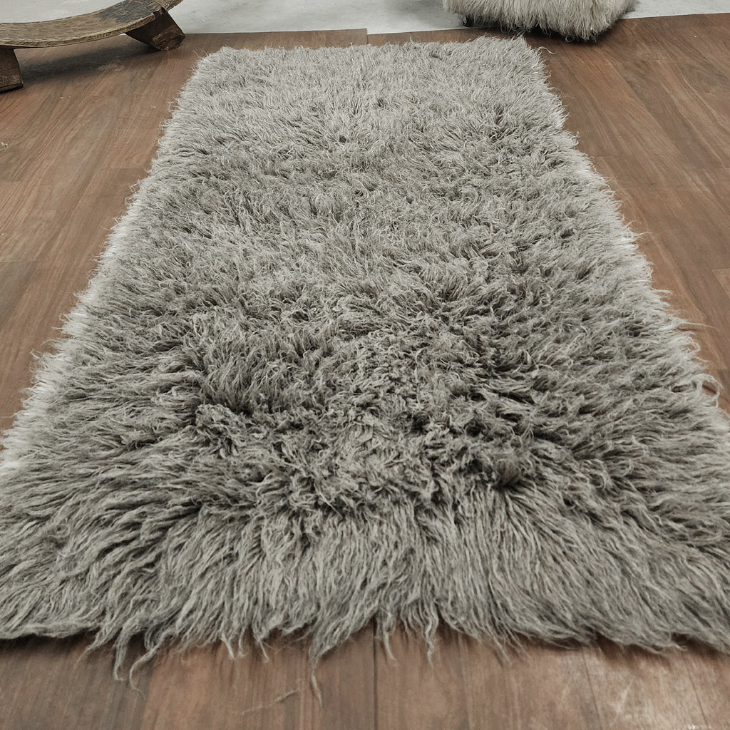 STYLISH 3X5 NATURAL GRAY FLOKATI RUG | THICK 3000gsm WEIGHT | LONG 3.5