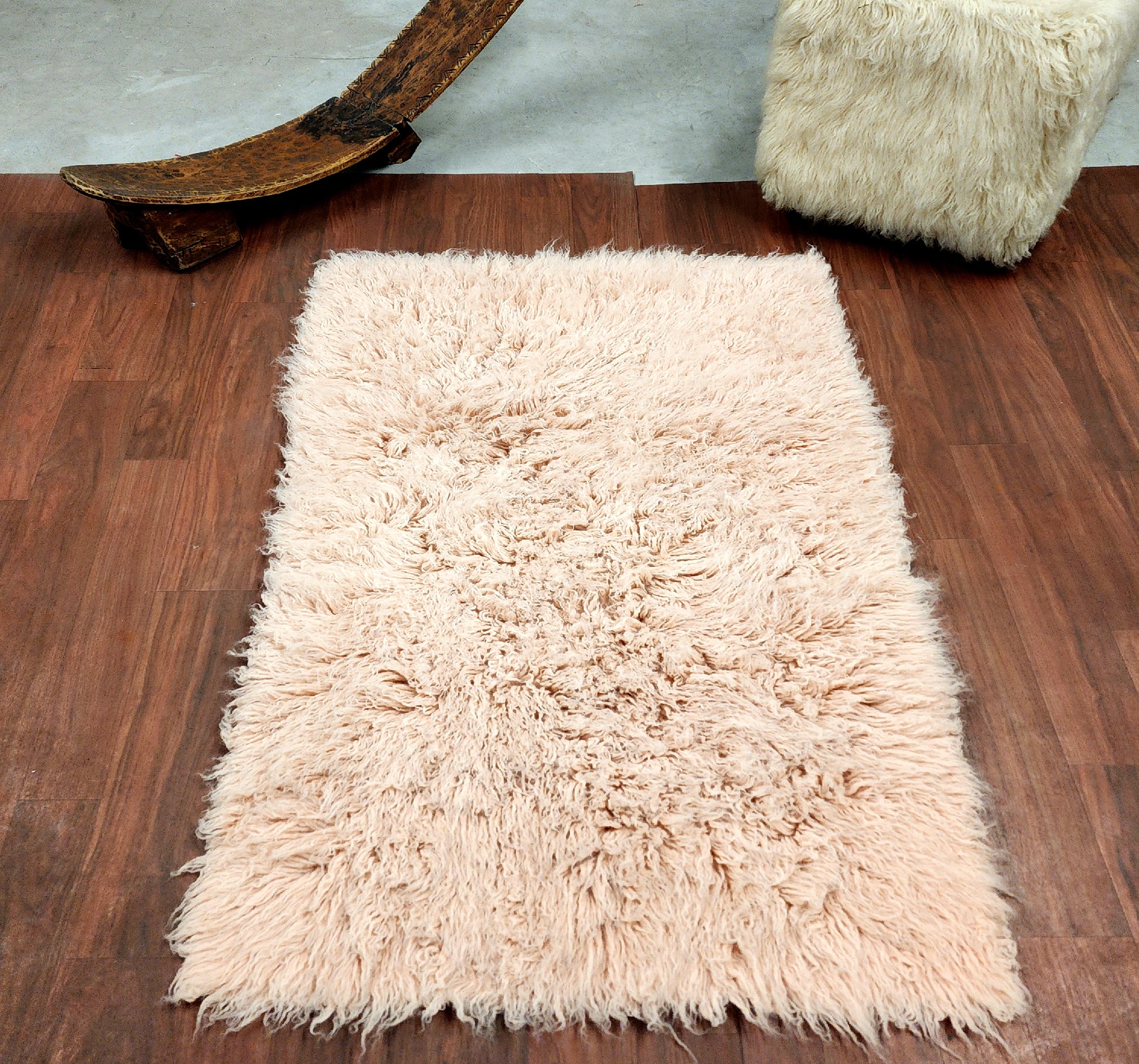 SUPER THICK 3X5 PEACHY ROSE FLOKATI RUG | THICK 3000gsm WEIGHT | LONG 3.5