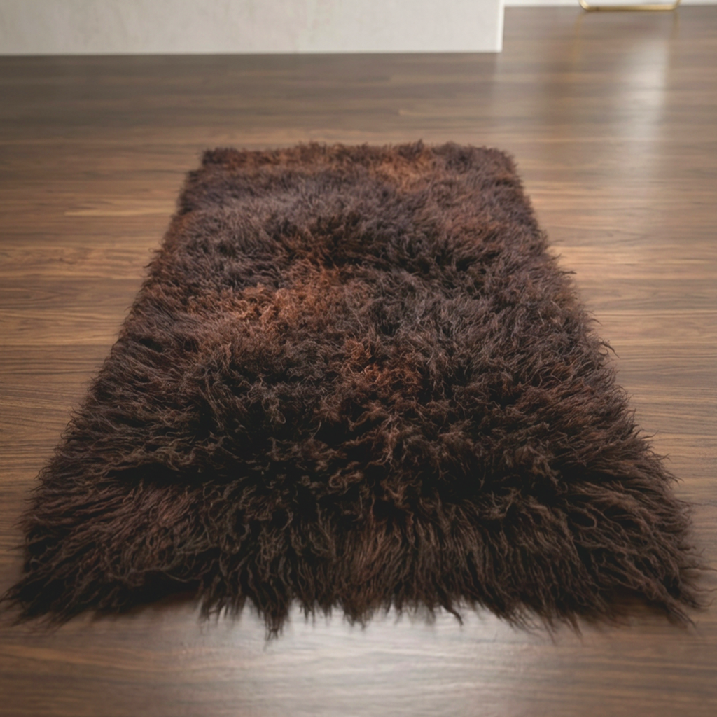 ULTRA-PLUSH 3x5 BURGUNDY+BROWN SWIRLED FLOKATI RUG💥THICK 4