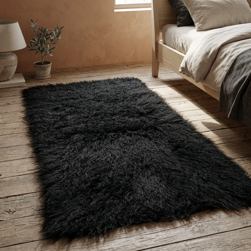 STYLISH BLACK FLOKATI RUGS💥LONG 3.5