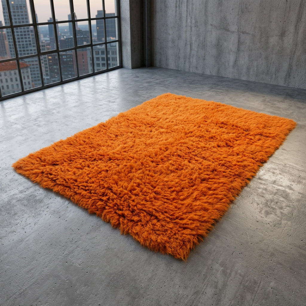 STYLISH RETRO ORANGE FLOKATI RUG💥THICK 3.5