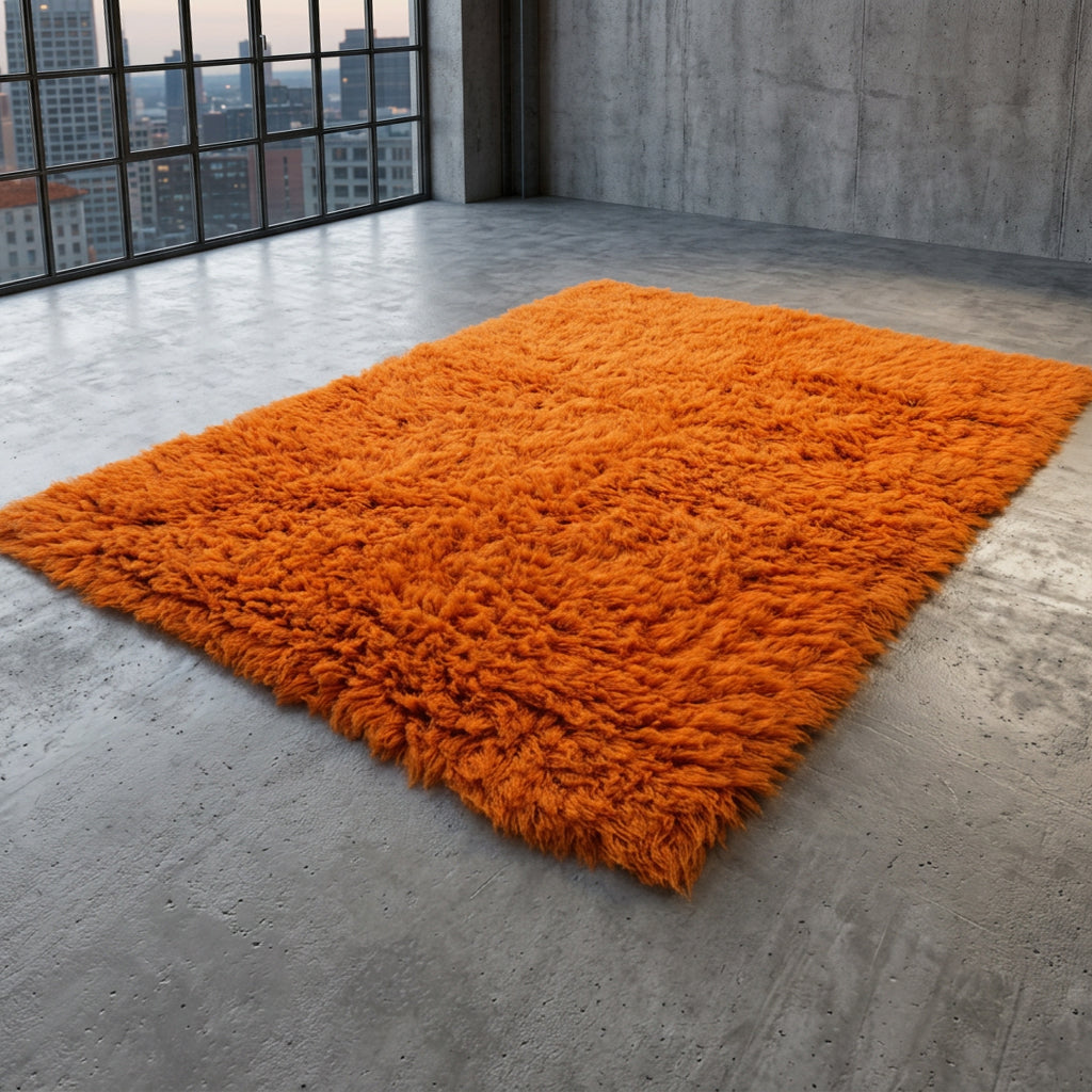 STYLISH RETRO ORANGE FLOKATI RUG💥THICK 3.5