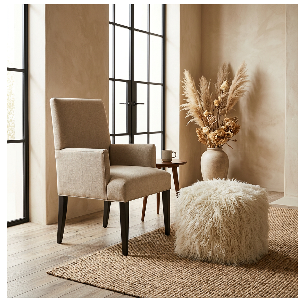 FLUFFY FLOKATI OTTOMAN💥SHAGGY POOF💥ROOM ACCENT