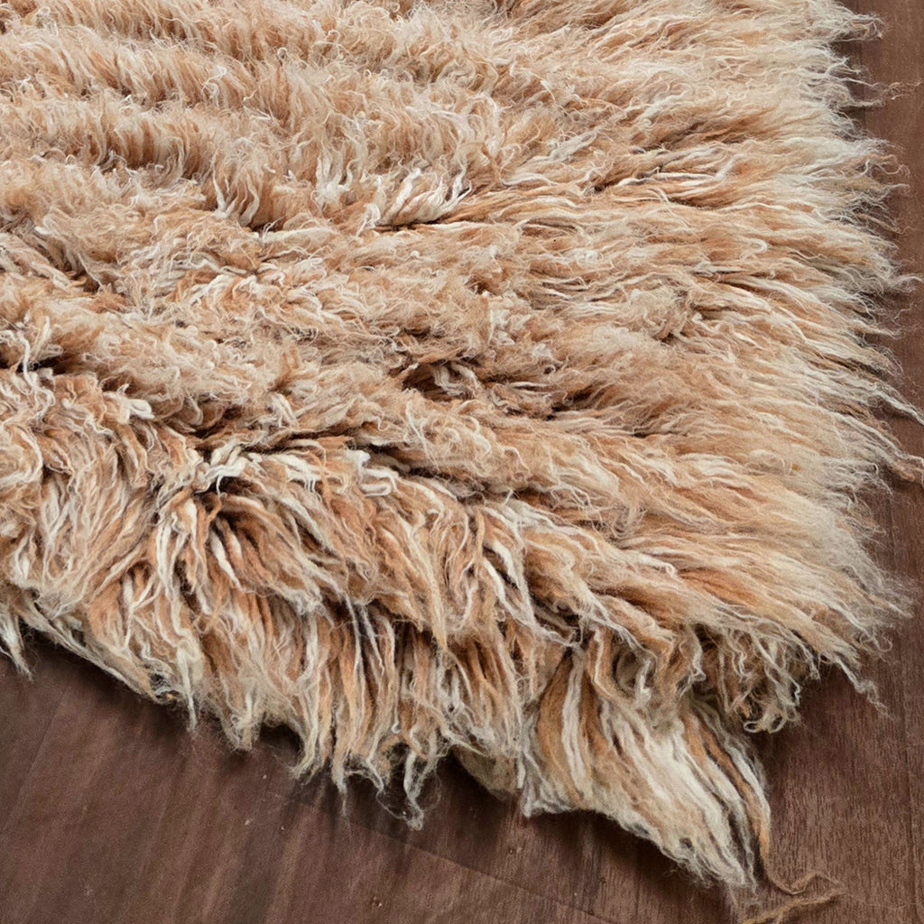 BEAUTIFUL FIERY TAN-WHITE FLOKATI RUG | THICK 3.5