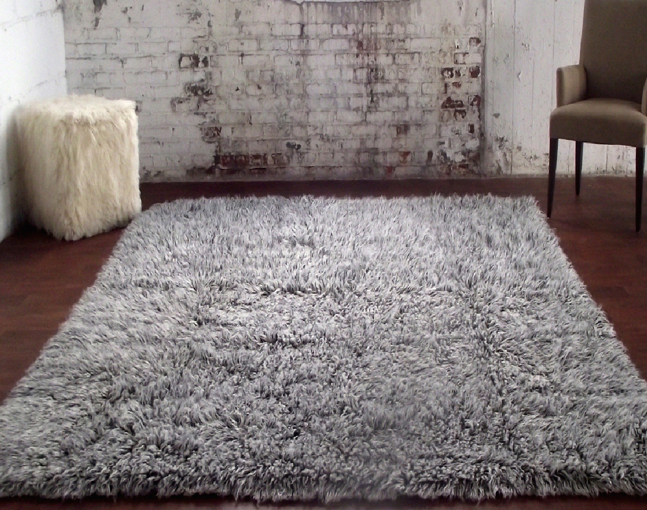 STUNNING 6x9 SALT+PEPPER FLOKATI RUG | THICK 3.5