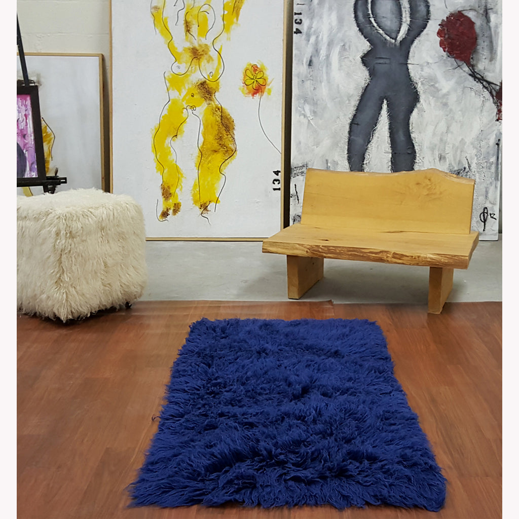 STYLISH 4X6 DENIM BLUE FLOKATI RUG | THICK 3000gsm WEIGHT | LONG 3.5