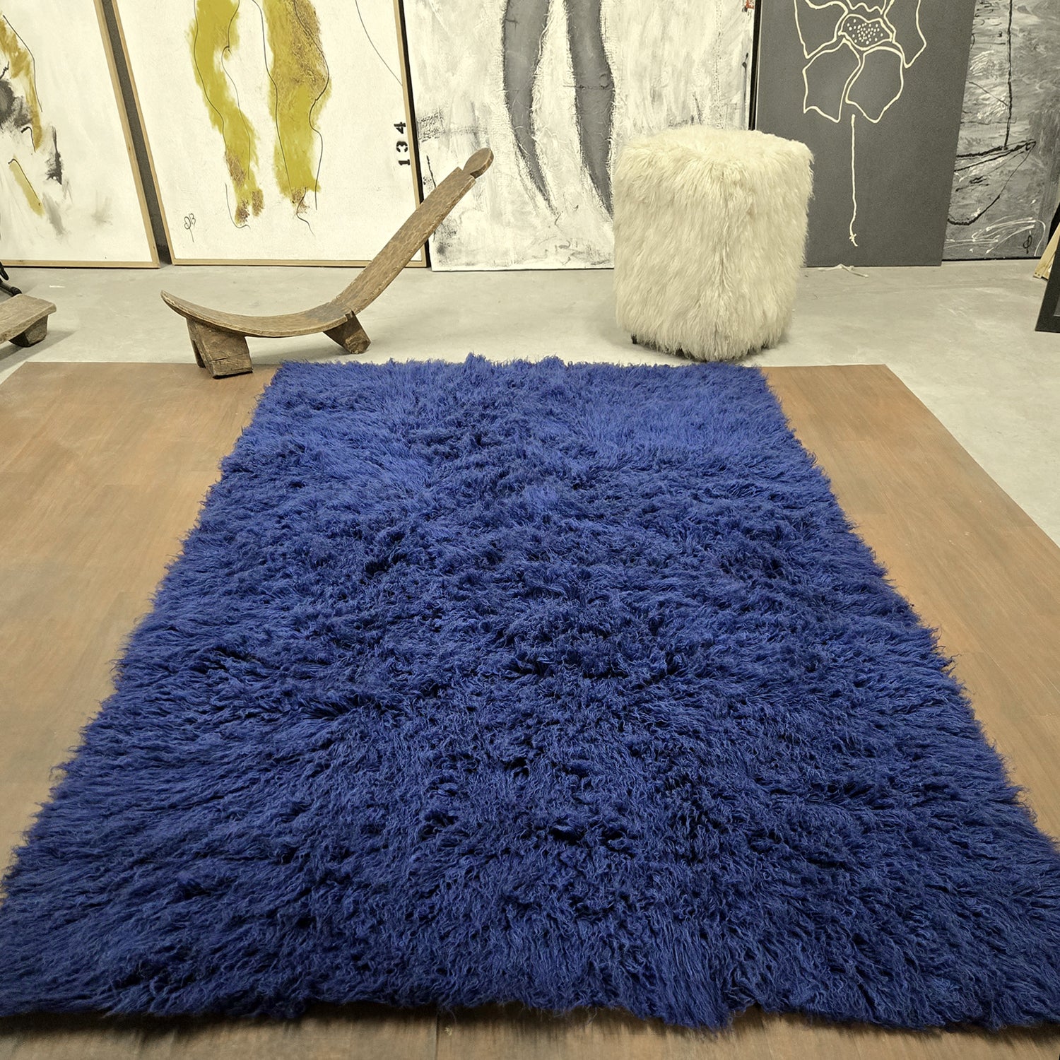 BEAUTIFUL ROYAL BLUE FLOKATI RUG | THICK 3.5