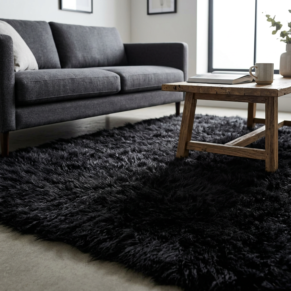 STYLISH BLACK FLOKATI RUGS💥LONG 3.5