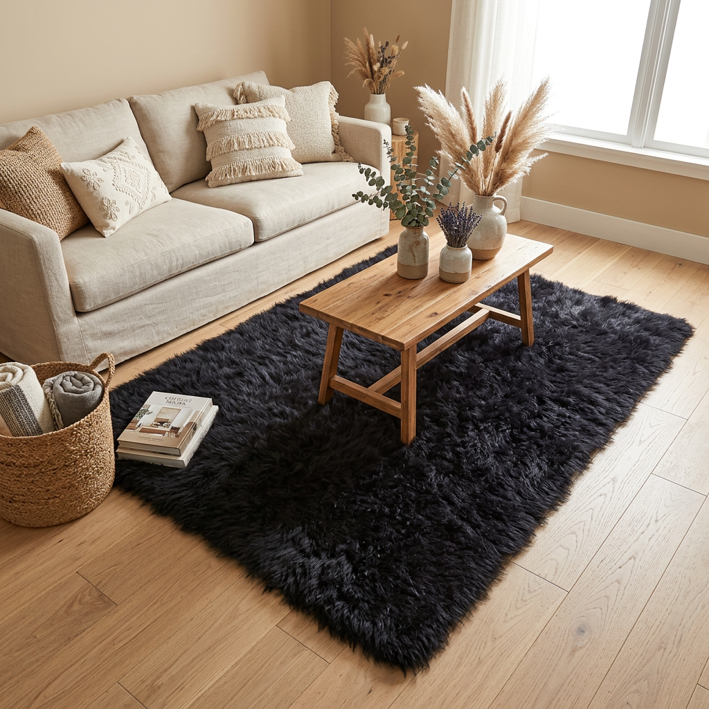 STYLISH BLACK FLOKATI RUGS💥LONG 3.5