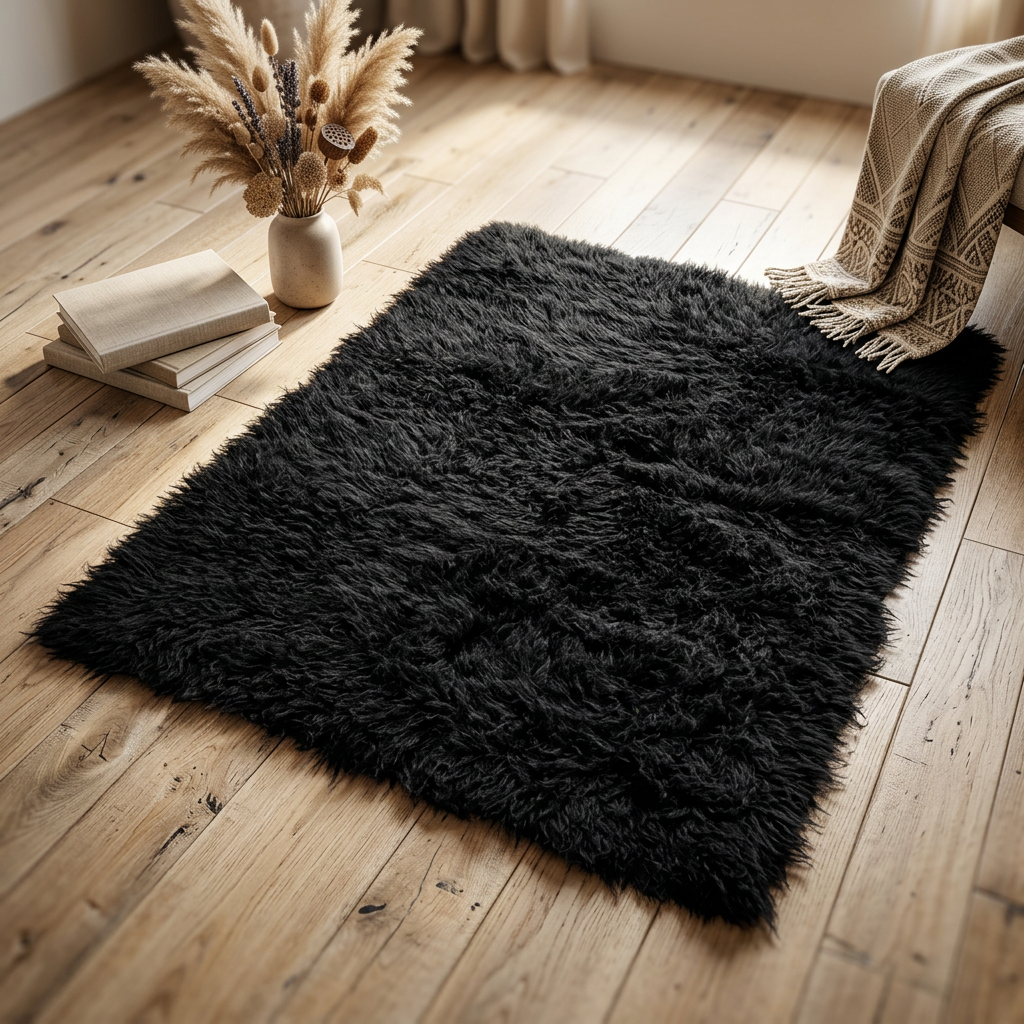 STYLISH BLACK FLOKATI RUGS💥LONG 3.5