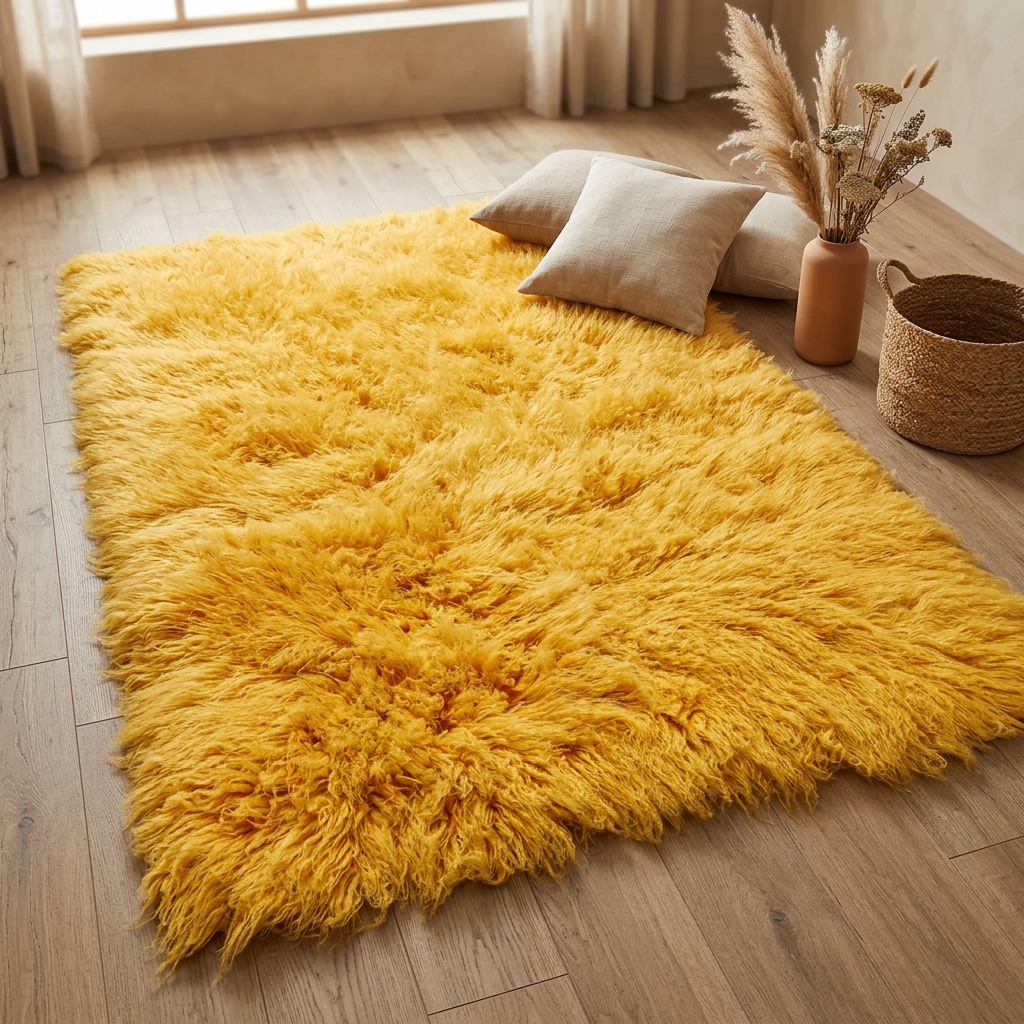 BEAUTIFUL 3X5 TUSCAN GOLD FLOKATI RUG💥LONG 3.5