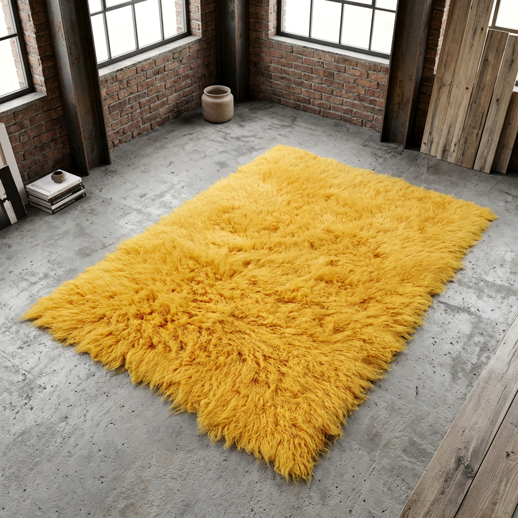 BEAUTIFUL 3X5 TUSCAN GOLD FLOKATI RUG💥LONG 3.5