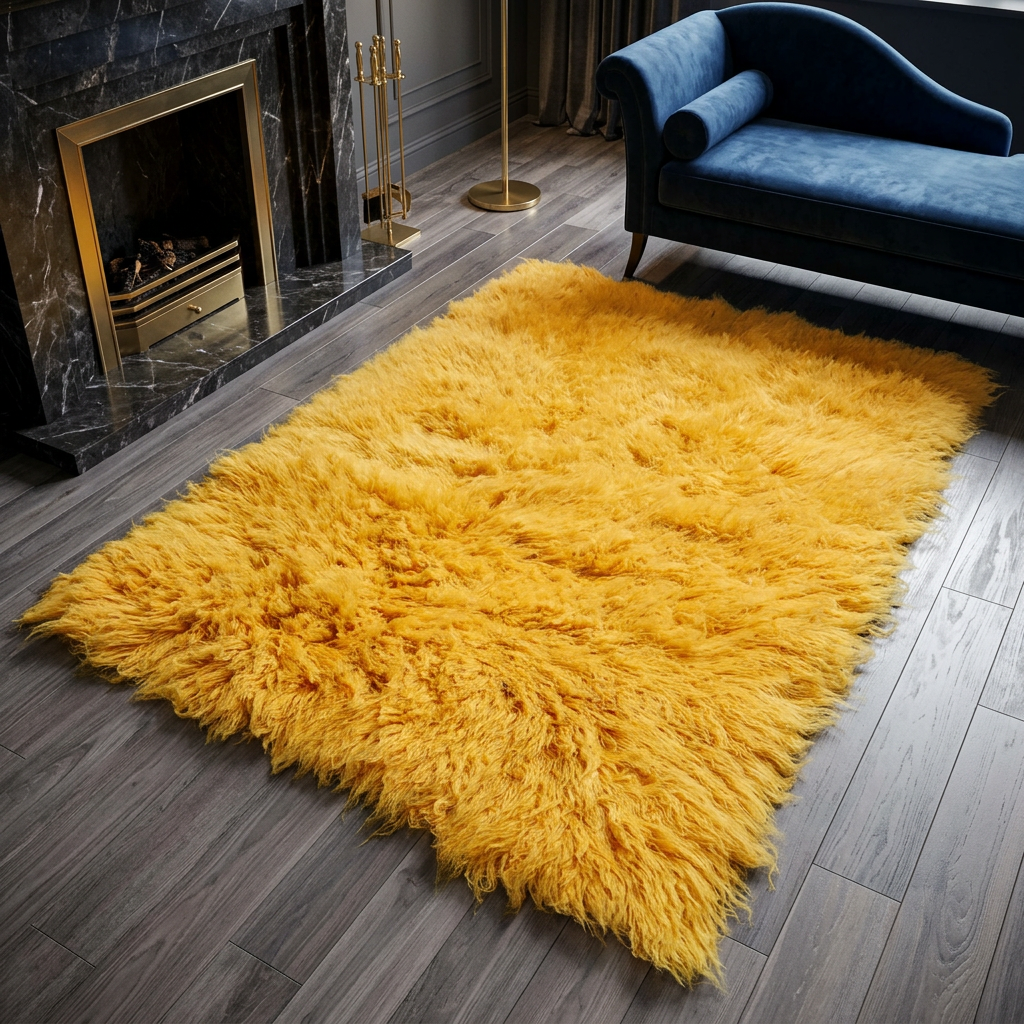 BEAUTIFUL 3X5 TUSCAN GOLD FLOKATI RUG💥LONG 3.5