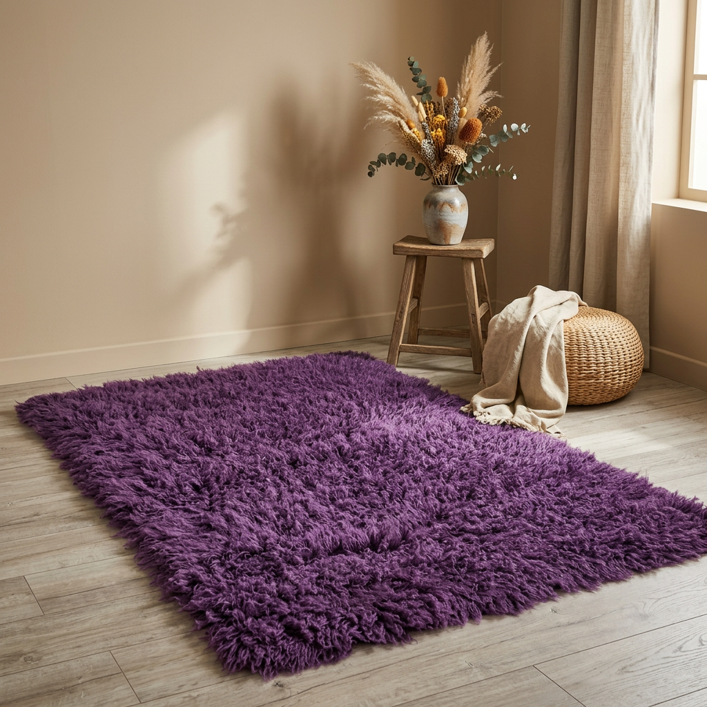 SUPER THICK 6x9 PURPLE FLOKATI RUG💥LONG 3.5