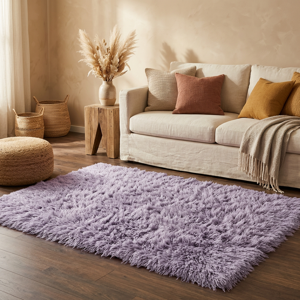 SUPER PLUSH LAVENDER FLOKATI RUG💥THICK 3000 GRAM WEIGHT💥LONG 3.5