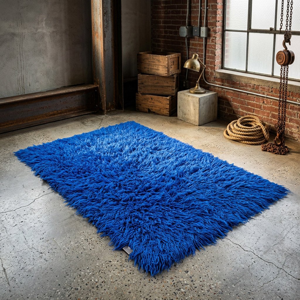 SUPER PLUSH 3X5 COBALT BLUE FLOKATI RUG💥LONG 3.5