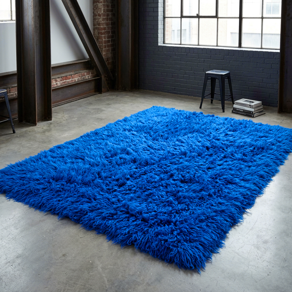 SUPER PLUSH 3X5 COBALT BLUE FLOKATI RUG💥LONG 3.5