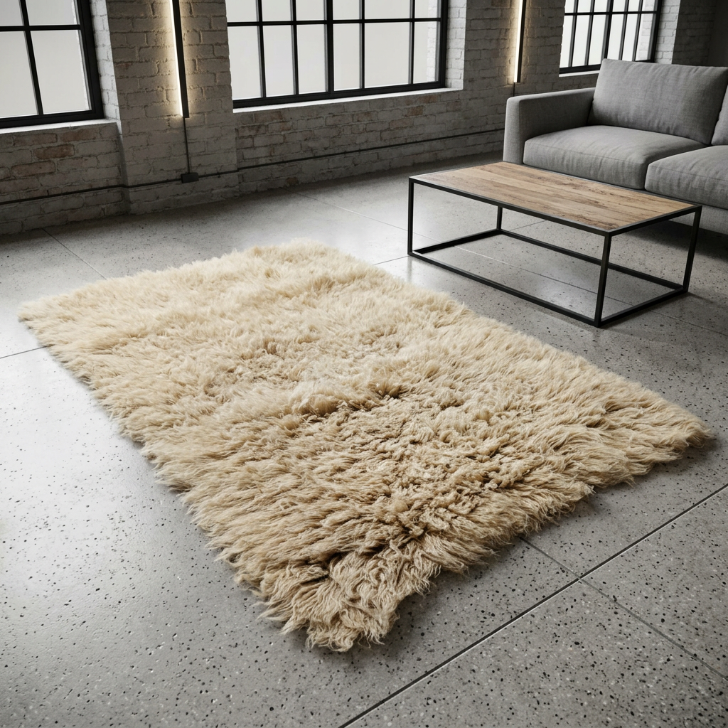 STYLISH 3x5 TAN FLOKATI RUG💥THICK 3.5