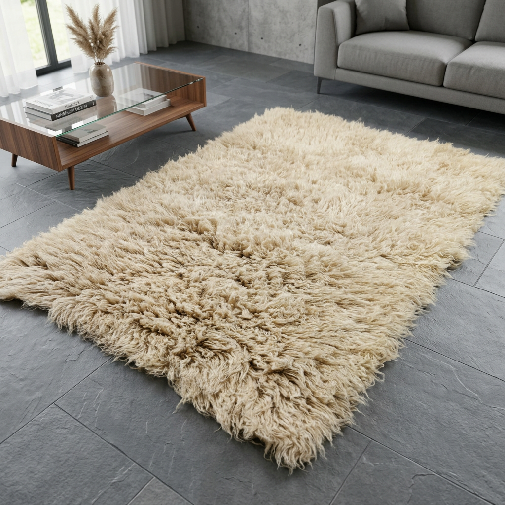 STYLISH 3x5 TAN FLOKATI RUG💥THICK 3.5