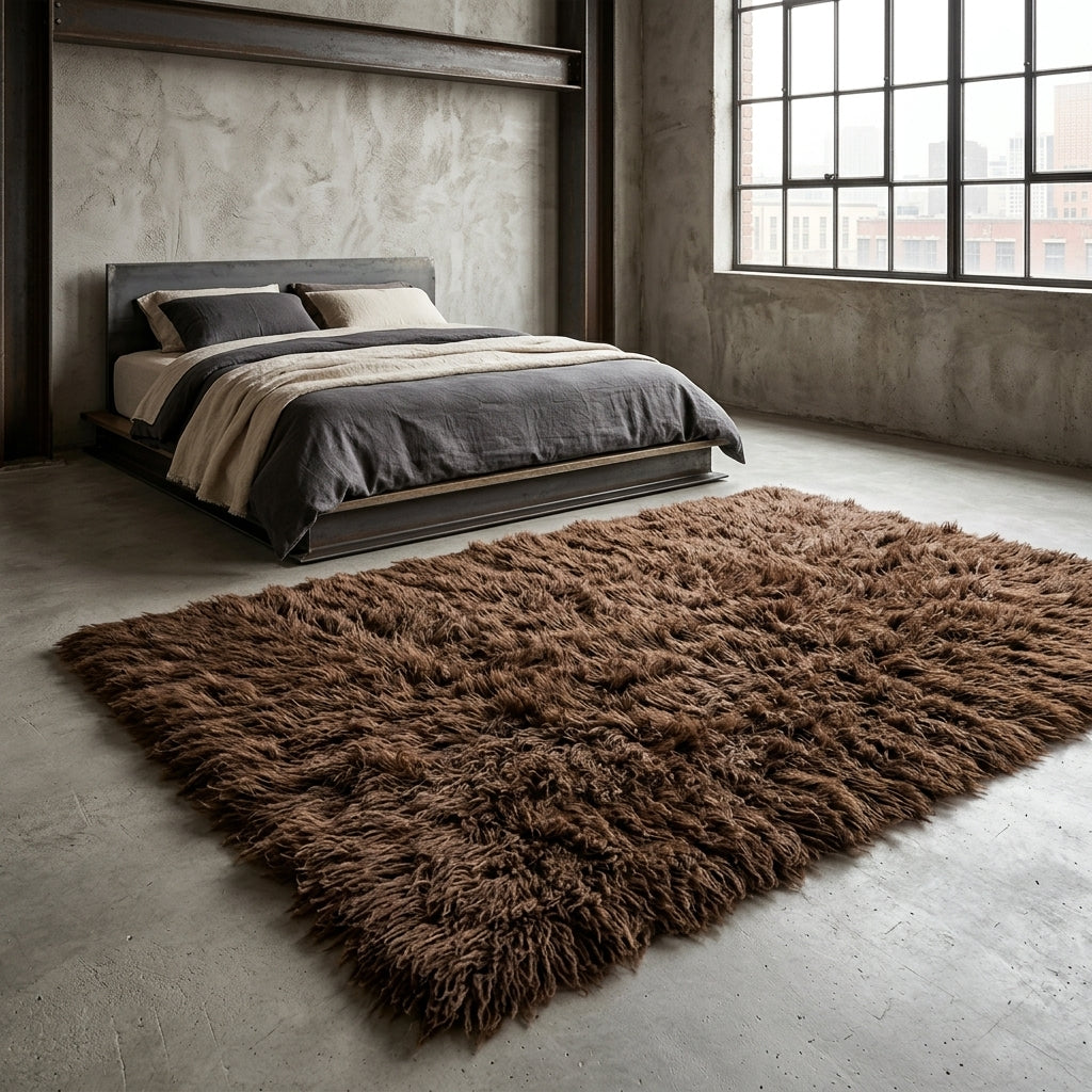 CHOCOLATE 6x9 FLOKATI RUG💥LONG 3.5” PILE💥GREAT QUALITY