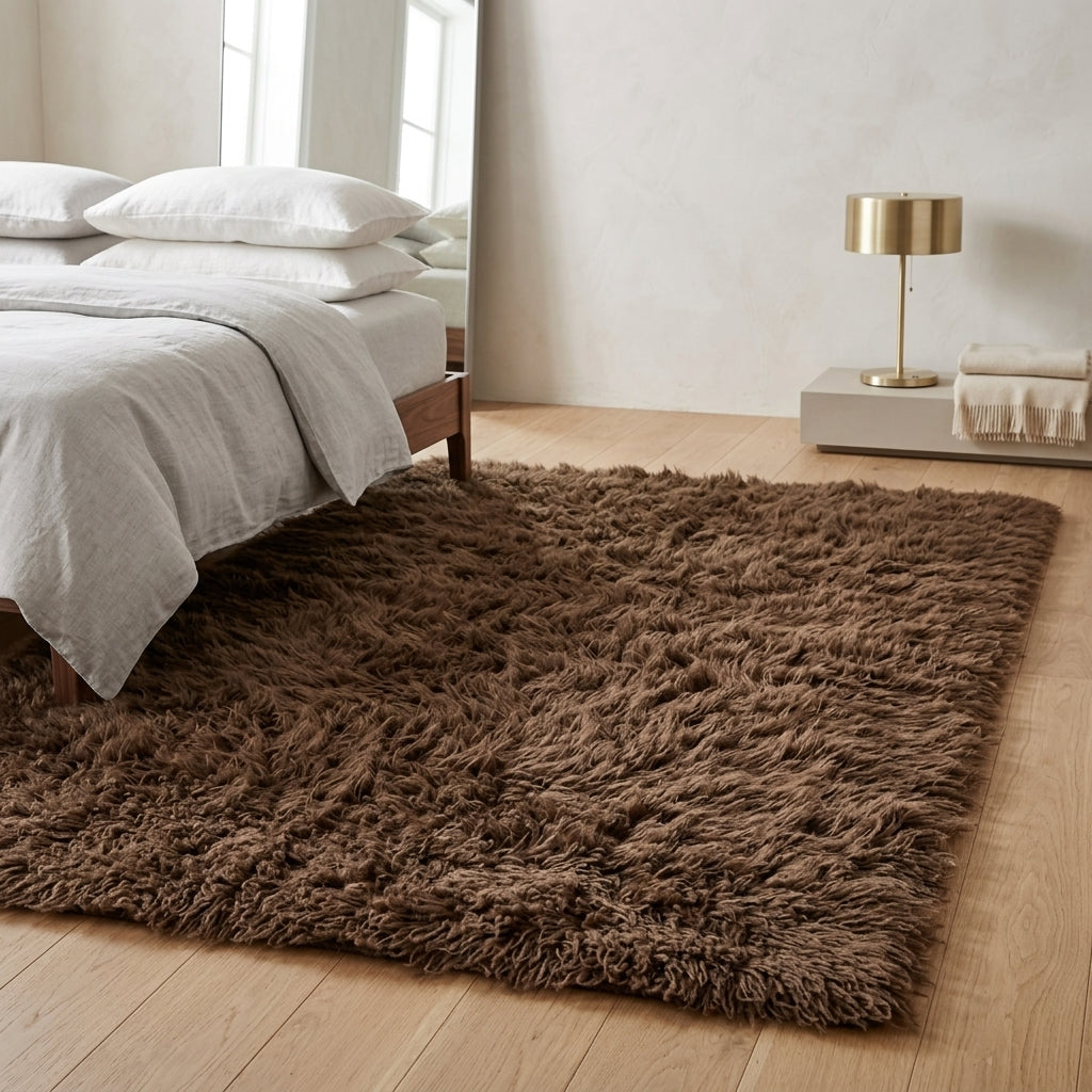 CHOCOLATE 6x9 FLOKATI RUG💥LONG 3.5” PILE💥GREAT QUALITY