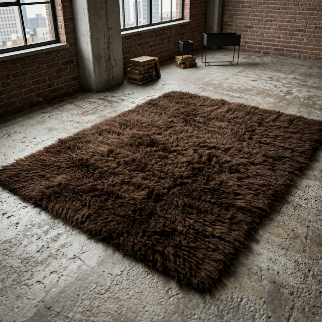CHOCOLATE 6x9 FLOKATI RUG💥LONG 3.5” PILE💥GREAT QUALITY