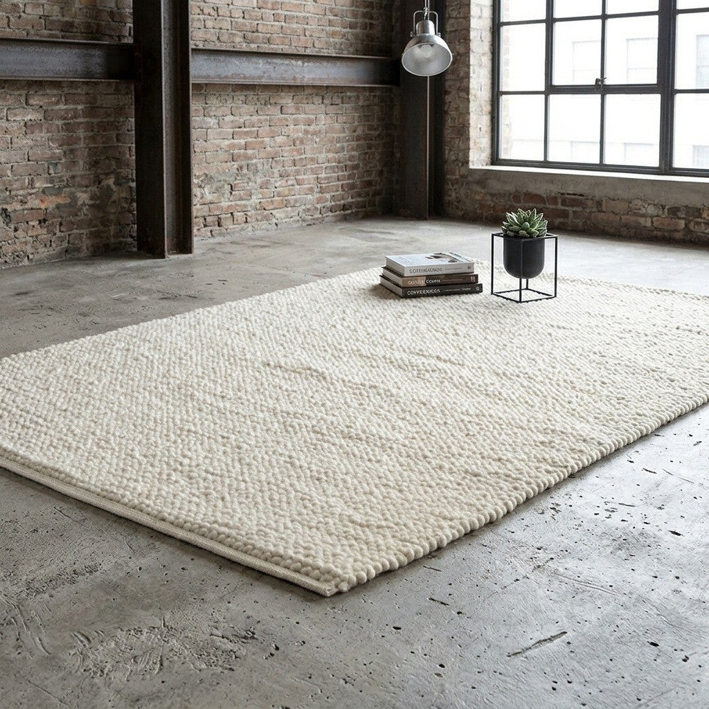 STYLISH KNOTTED WOOL AREA RUG | FLAT WEAVE | 100% ORGANIC WOOL