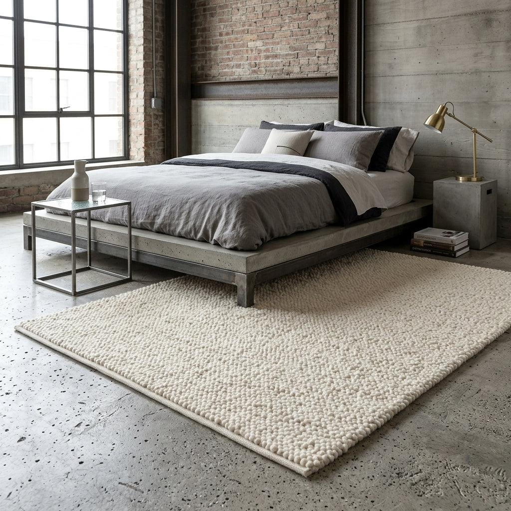 STYLISH KNOTTED WOOL AREA RUG | FLAT WEAVE | 100% ORGANIC WOOL