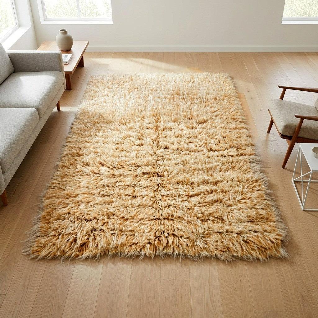 BEAUTIFUL COPPER + WHITE FLOKATI RUG💥THICK 3.5