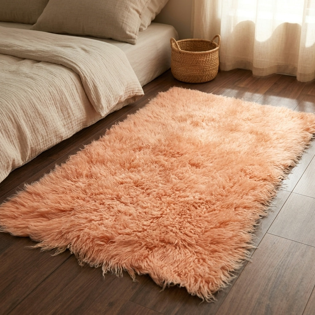 SUPER THICK 3X5 PEACH FLOKATI RUG💥LONG 3.5