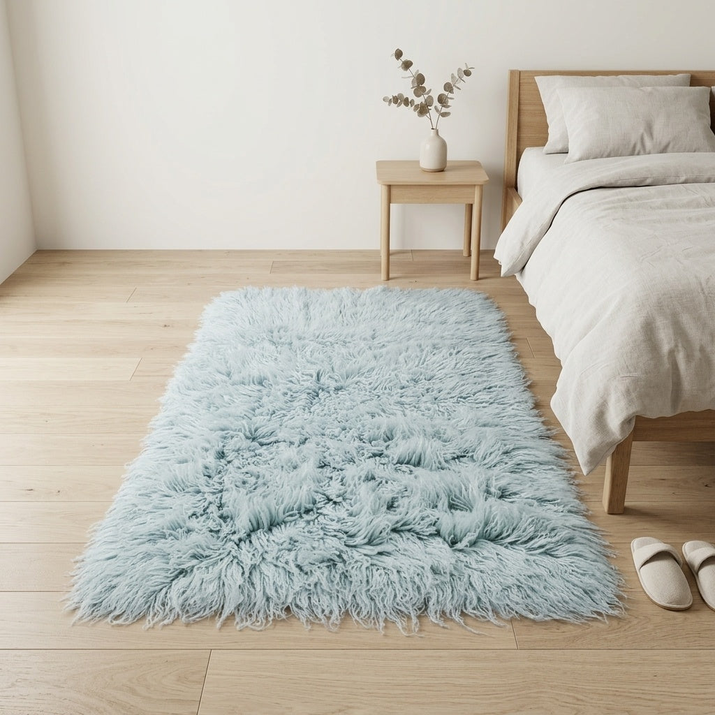 BEAUTIFUL BABY BLUE FLOKATI RUG💥THICK 3.5