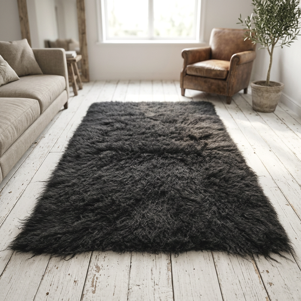 STYLISH BLACK FLOKATI RUGS💥LONG 3.5