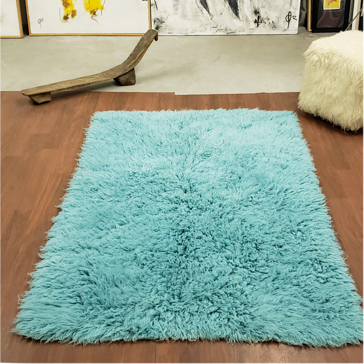 SUPER PLUSH 3X5 TURQUOISE FLOKATI RUG | THICK 3000gsm WEIGHT | LONG 3.5